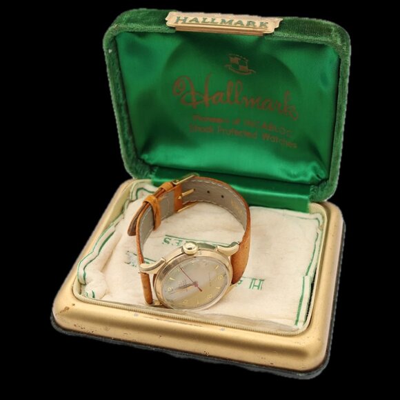 Vintage Hallmark Men's Automatic Wristwatch Swiss 10k Rolled Gold Platew/Box - Picture 6 of 7